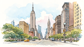 Stunning Manhattan Skyline - Ultra, Manhattan, cityscape, skyscraper, watercolor, New York HD wallpaper