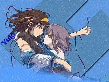 the melancholy of haruhi and yuki, suzumiya, h, melancholy, yuki, snow, glasses, nagato, haruhi HD wallpaper