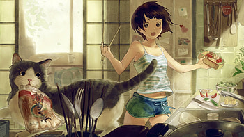 Cute Anime Cat HD wallpaper