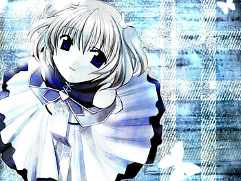 Anime, blue, girl, butterfly HD wallpaper