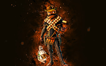 Cake with No Name Mancake, , orange neon lights, Fortnite Battle Royale, Fortnite characters, Cake with No Name Mancake Skin, Fortnite, Cake with No Name Mancake Fortnite HD wallpaper