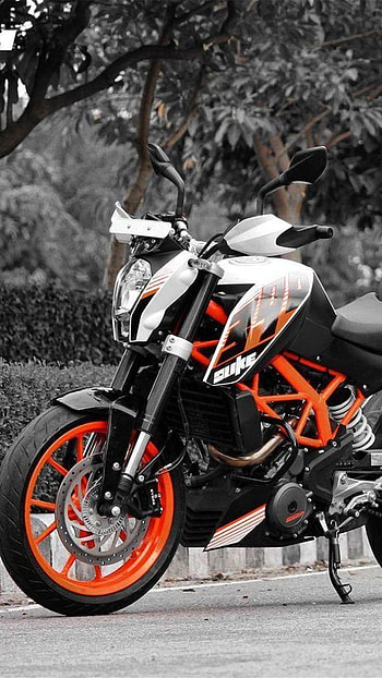Ktm Duke 390, Black And White, Background HD phone wallpaper