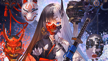 spilt, split personality, anime girl, katana HD wallpaper