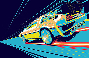 Back to the Future, car, Mazda RX-7, art HD wallpaper