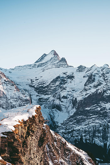 Nature, Sky, Mountains, Snow, Rocks, Snow Covered, Snowbound, Slope HD phone wallpaper