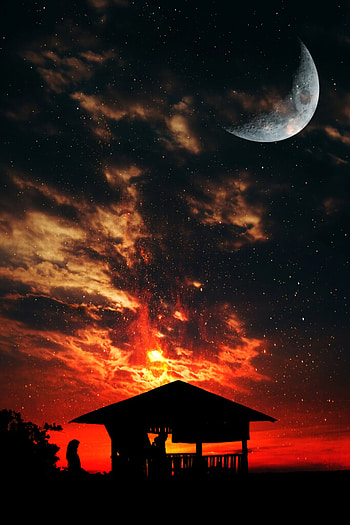 Sky, Twilight, Dark, Silhouettes, Dusk, Glow, Bower, Alcove HD phone wallpaper