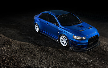 Mitsubishi Lancer Evo X, Blue cars HD wallpaper