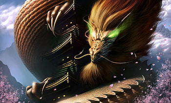 Fantasy, Eyes, Dragon, Roof HD wallpaper