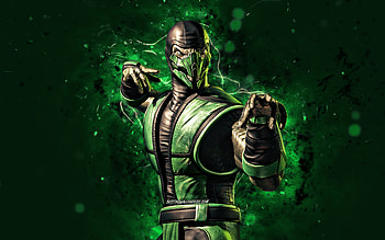Classic Reptile, , green neon lights, Mortal Kombat Mobile, fighting games, MK Mobile, creative, Mortal Kombat, Classic Reptile Mortal Kombat HD wallpaper