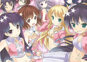 ~Idolmaster~, pink outfits, idolmaster, stars, long hair, anime, pretty, short hair, girls, friends HD wallpaper