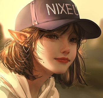 Elf girl by NIXEU, art, fantasy, hat, nixeu, face, girl HD wallpaper