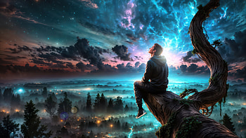 Relaxing In Night Sky, sky, view, artist, artwork, digital-art, ai, art HD wallpaper
