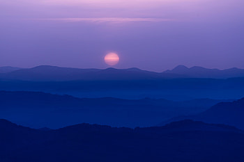 Nature, Night, Moon, Fog, Hills HD wallpaper