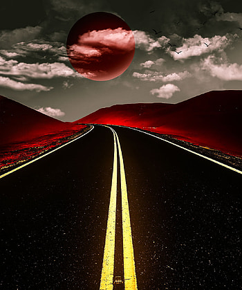 Road to nowhere, cloud, sky, Bloodymoon, Portrait, BloodFestival HD phone wallpaper