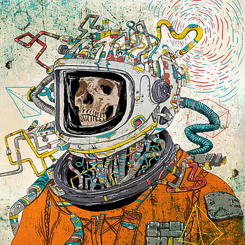 Cosmonaut, Space Suit, Art, Skull, Spacesuit, Surreal HD phone wallpaper