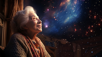 AI-Generated Cosmic Dreaming Grandmother, AI Art, woman, Grandmother HD wallpaper