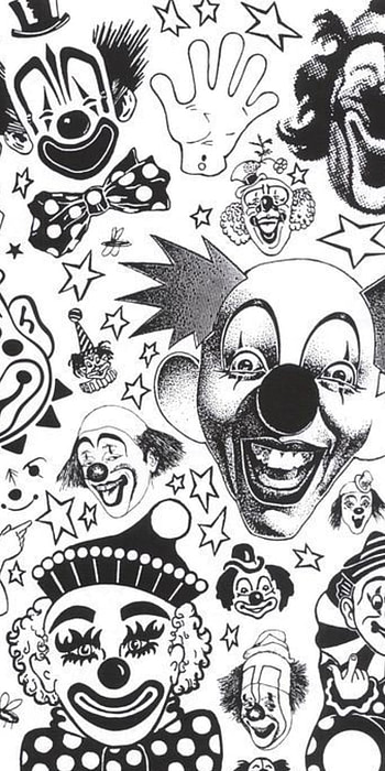 Clowns, head, drawings, clown heads, clown, black and white HD phone wallpaper