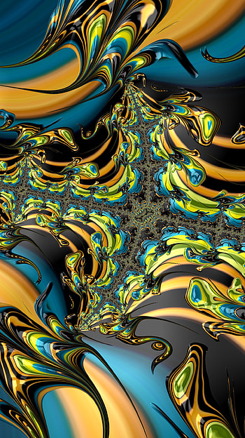Fractal Art for your Smart or Tablet, blue, yellow, CGI, psychedelic, trippy, Abstract, fractal, abstract blue HD phone wallpaper