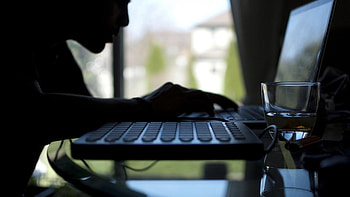 Preview notebook, desk, silhouette, people, glass HD wallpaper