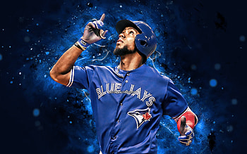 Teoscar Hernandez, , Toronto Blue Jays, MLB, outfielder, baseball, Mr Seeds, Teoscar Jose Hernandez, blue neon lights, Teoscar Hernandez Toronto Blue Jays, Teoscar Hernandez HD wallpaper
