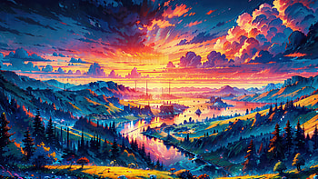 Sunset Over Majestic Mountain Landscape with Vibrant Sky and Clouds, landscape, sunset, sky, cloud, mountain HD wallpaper