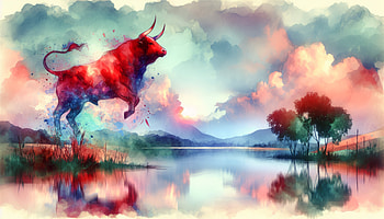 Vibrant Red Bull Artistic, Red Bull, bull, landscape, colorful, Abstract HD wallpaper