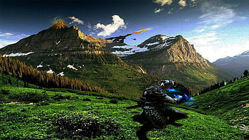 skyrim, dragon, mountains, fire HD wallpaper