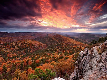 The autmn forest, Autmn, From mountain, Beautiful sky, Forest HD wallpaper