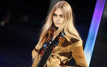Cara Delevingne, British fashion model, portrait, hoot, brown jacket, British star, popular actresses HD wallpaper