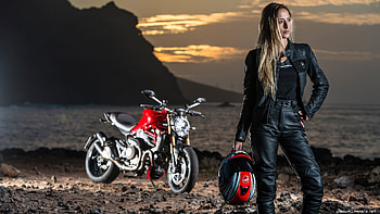 Bike and Girl HD wallpaper