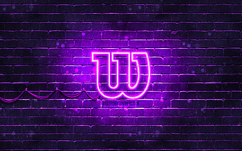 Wilson violet logo, , violet brickwall, Wilson logo, brands, Wilson neon logo, Wilson HD wallpaper