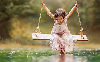 Small Girl Taking Swing, girl, cute, swing HD wallpaper