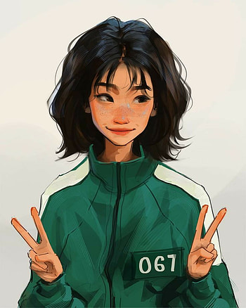 Squid Game, finger, love, player 067, facial expression, korean, cute, kang sae-byeok HD phone wallpaper