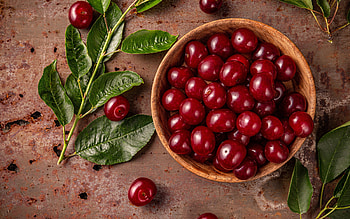 Cherries, fruit, bowl, food HD wallpaper