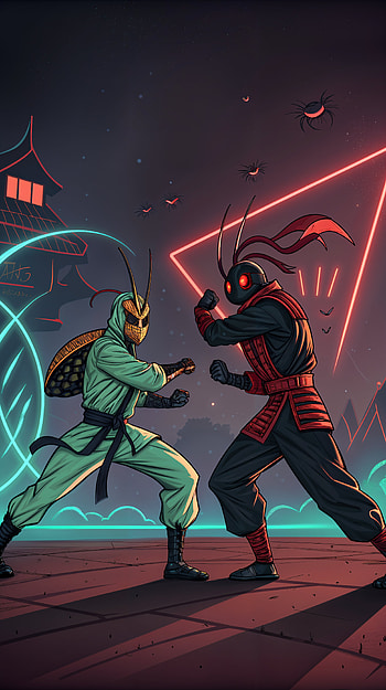 Martial Arts Showdown: Epic for Warriors, ninja, illustration HD phone wallpaper