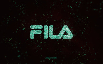 Fila glitter logo, , black background, Fila logo, turquoise glitter art, Fila, creative art, Fila turquoise glitter logo HD wallpaper