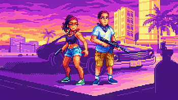 Lucia And Jason From Gta Vi, gta-6, gta, games, xbox-games, ps5-games, pc-games, 2025-games, video-games, 8-bit HD wallpaper