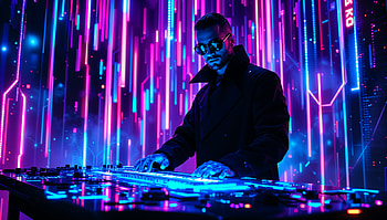 Cyberneticist: A Vision of the Future, DJ, electronic music, neon lights, performance HD wallpaper