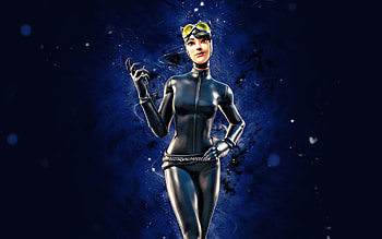 Goggles Up Catwoman, , blue neon lights, Fortnite Battle Royale, Fortnite characters, Goggles Up Catwoman Skin, Fortnite, Goggles Up Catwoman Fortnite HD wallpaper