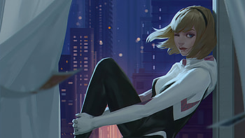 Gwen Stacy Sitting At Widow, gwen-stacy, superheroes, artist, artwork, digital-art, artstation HD wallpaper