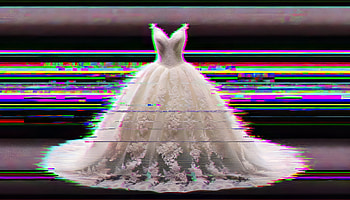 Elegant Bridal Gown Glitch Art, wedding dress, fashion, lace, formal wear HD wallpaper