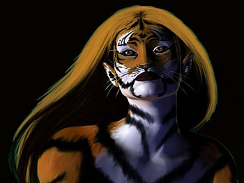Feline Woman, tigress, abstract, fantasy, big cat, cat, girl, feline HD wallpaper
