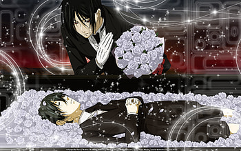 Goodnight, My Lord, goodnight, white, roses, coffin, funeral, sebastian, casket, death, sad, ciel, anime, kuroshitsuji, peace, child, sleep HD wallpaper