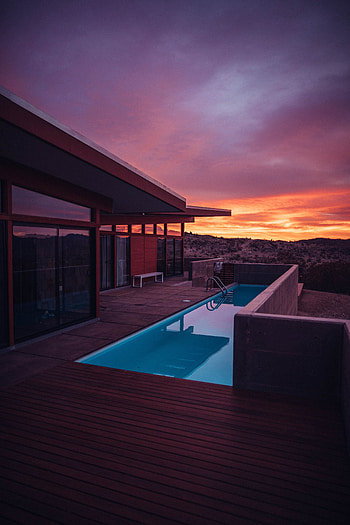 Sunset, Miscellanea, Miscellaneous, Relaxation, Rest, Pool, Balcony HD phone wallpaper