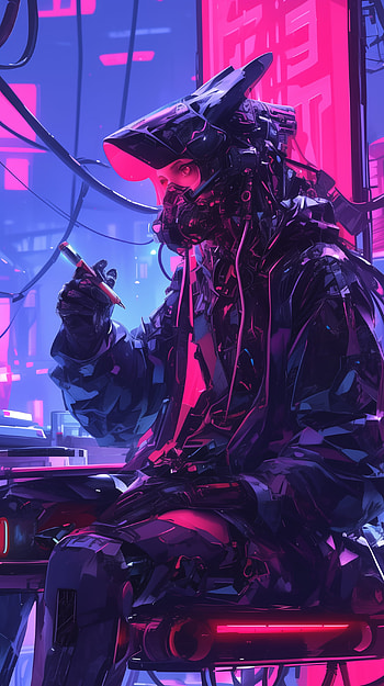 Cyberpunk Neon Samurai , Sci Fi, cyberpunk, futuristic, Digital Art, neon HD phone wallpaper