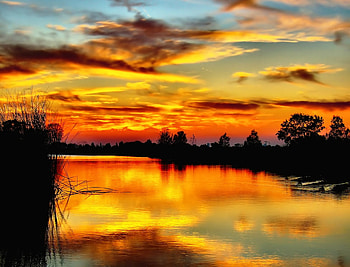 Sunset, peace, colours, lake HD wallpaper