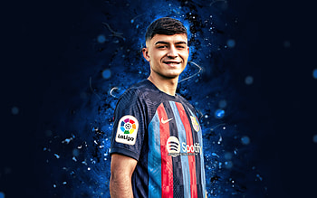 Pedri, , 2022, FC Barcelona, blue neon lights, spanish footballers, LaLiga, Barca, Barcelona FC, Pedro Gonzalez Lopez, football, Pedri , soccer, Pedri Barcelona, La Liga, FCB HD wallpaper