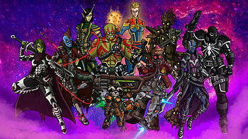 Guardians Assemble In , guardians-of-the-galaxy, artwork, art, nebula, yondu, star-lord, rocket, drax-the-destroyer, gamora, rocket-raccoon, groot, deviantart, digital-art, superheroes, artstation HD wallpaper