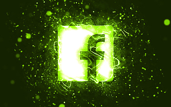 Facebook lime logo, , lime neon lights, creative, lime abstract background, Facebook logo, social network, Facebook HD wallpaper