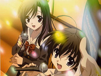 School Days, karaoke, anime, frenemies, short hair, long hair, anime girls HD wallpaper